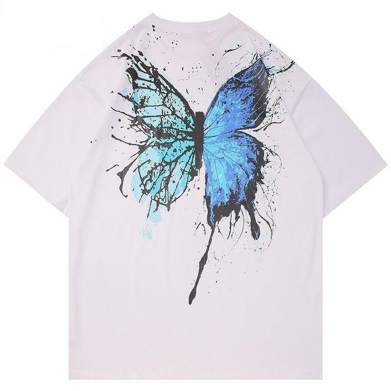 Y2K Grunge Splattered Butterfly Tee - Retro 90s Fashion, Summer Y2K Outfits, Pastel Goth Style