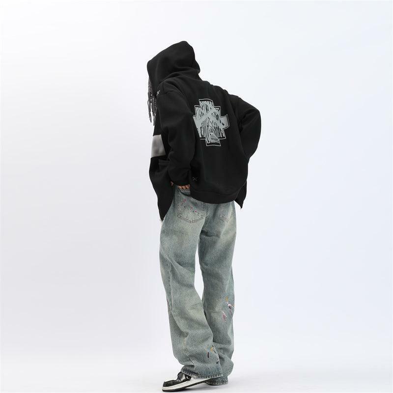 Y2K Grunge Splattered Washed Denim Jeans - Retro 90s Fashion, Summer Y2K Outfits
