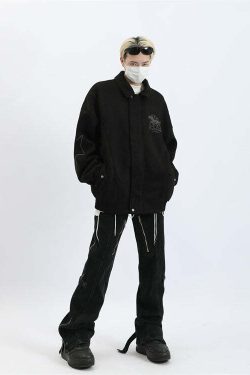 Y2K Grunge Split Cut Zipper Pants - Retro 90s Fashion, Summer Y2K Outfits, Gothic Y2K Style