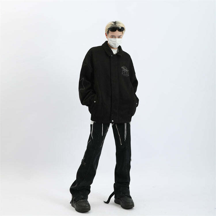 Y2K Grunge Split Cut Zipper Pants - Retro 90s Fashion, Summer Y2K Outfits, Gothic Y2K Style