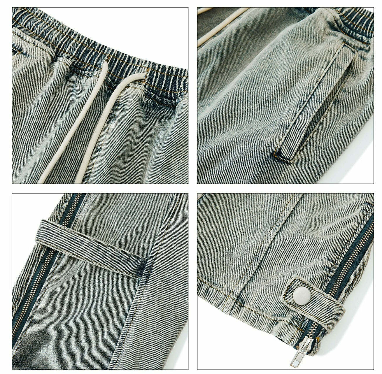 Y2K Grunge Split Cut Zipper Pants - Retro 90s Fashion, Summer Y2K Outfits, Gothic Y2K Style