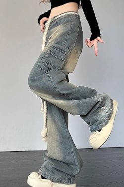 Y2K Grunge Star-Studded Jeans - 90s Retro Summer Outfit for Women, Perfect for Parties & Clubs