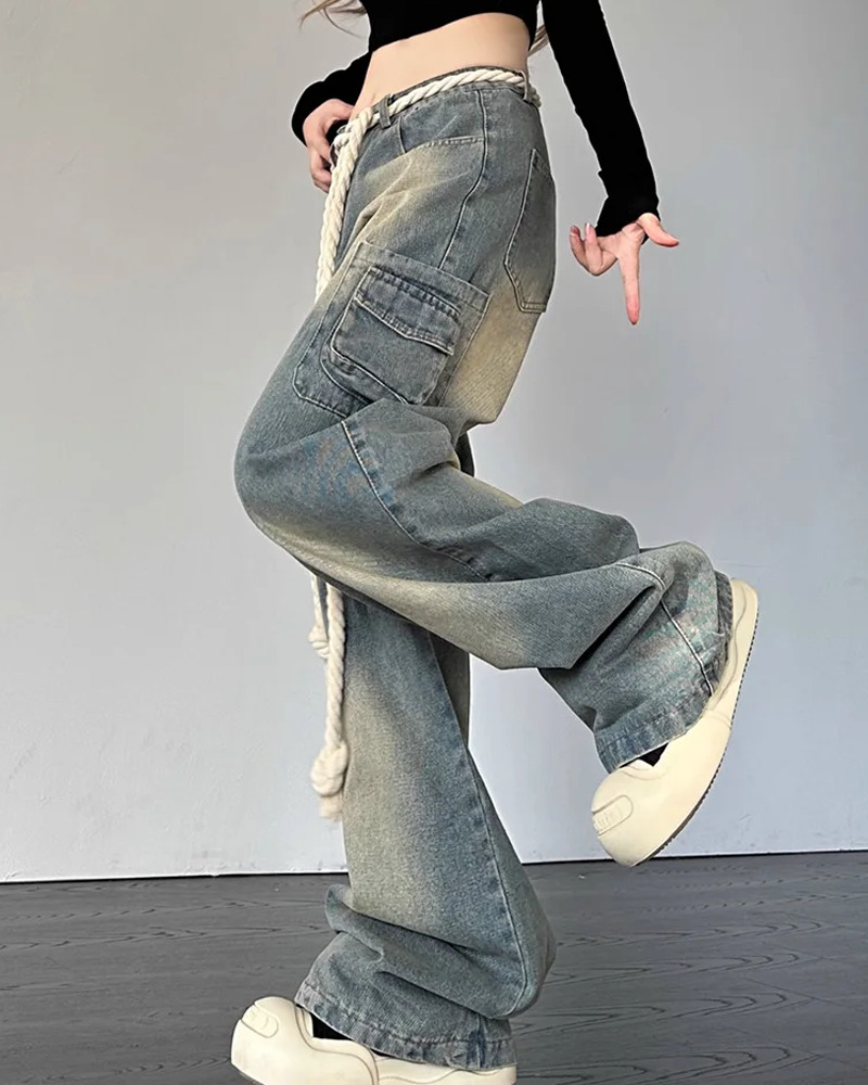 Y2K Grunge Star-Studded Jeans - 90s Retro Summer Outfit for Women, Perfect for Parties & Clubs