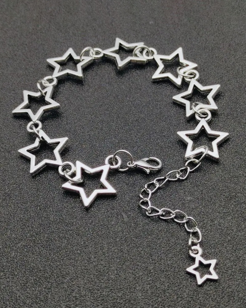 Y2K Grunge Star Charm Bracelet - Retro 90s Fashion, Pastel Goth, Y2K Party & Club Outfits