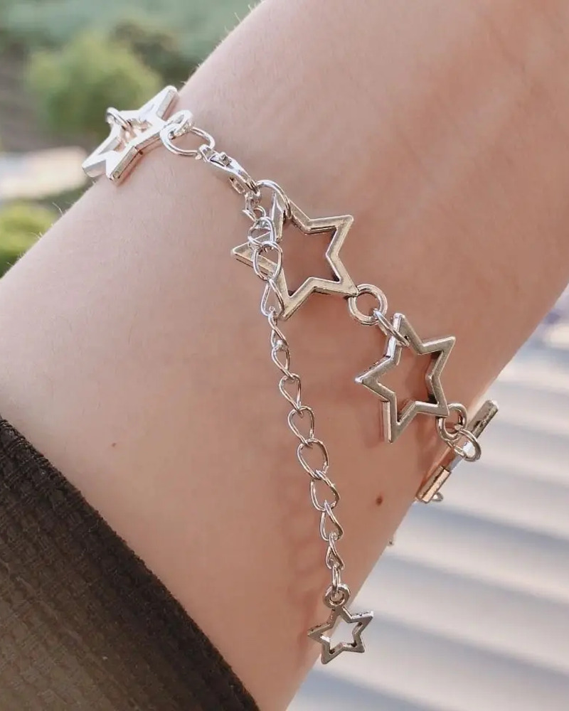 Y2K Grunge Star Charm Bracelet - Retro 90s Fashion, Pastel Goth, Y2K Party & Club Outfits