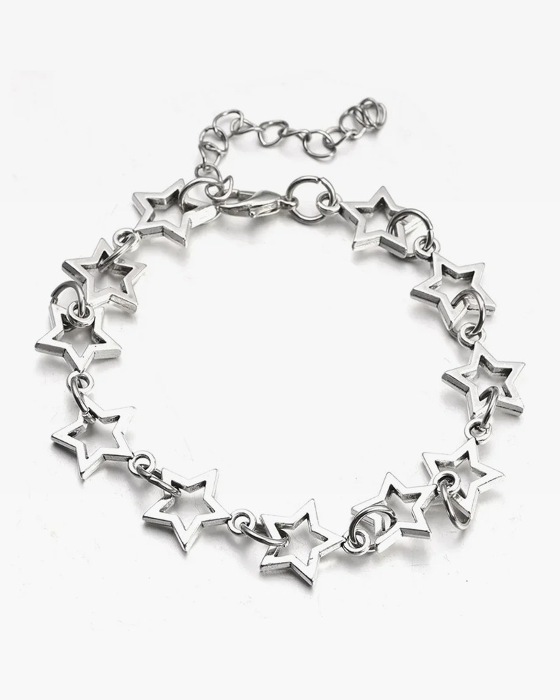 Y2K Grunge Star Charm Bracelet - Retro 90s Fashion, Pastel Goth, Y2K Party & Club Outfits