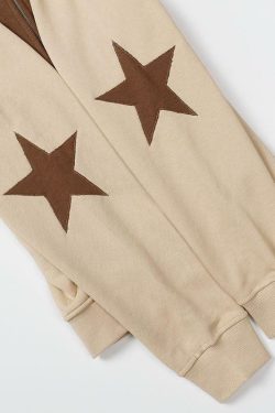 Y2K Grunge Star Patch Jacket - Retro 90s Fashion, Summer Y2K Outfits, Pastel Goth Style