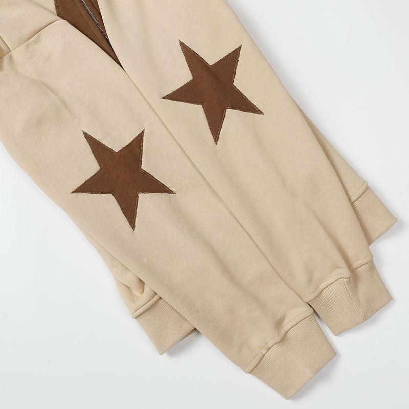Y2K Grunge Star Patch Jacket - Retro 90s Fashion, Summer Y2K Outfits, Pastel Goth Style