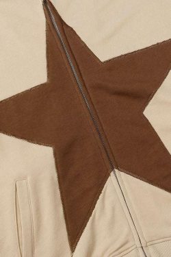 Y2K Grunge Star Patch Jacket - Retro 90s Fashion, Summer Y2K Outfits, Pastel Goth Style