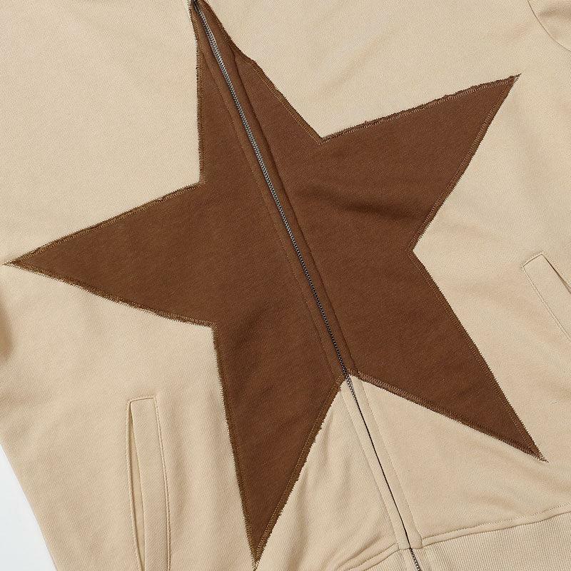 Y2K Grunge Star Patch Jacket - Retro 90s Fashion, Summer Y2K Outfits, Pastel Goth Style