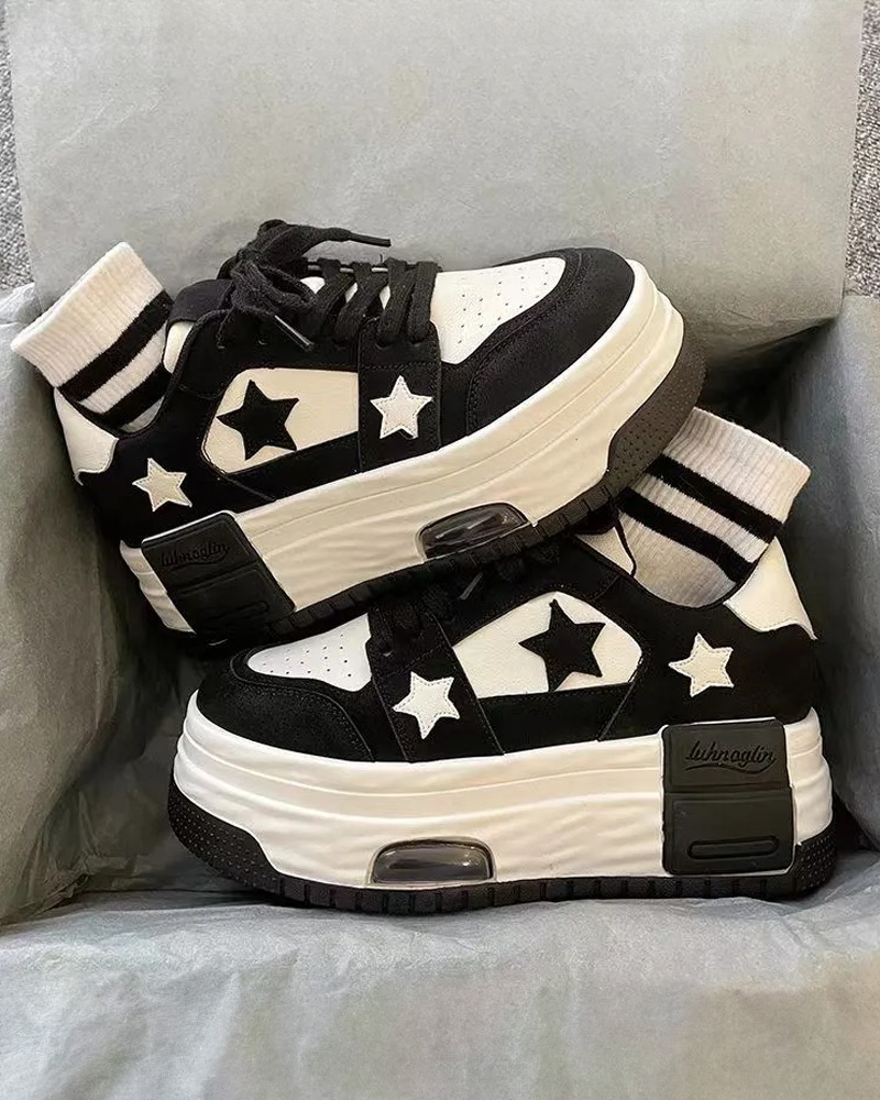 Y2K Grunge Star Platform Sneakers - Retro 90s Fashion, Summer Outfits, and Party Looks
