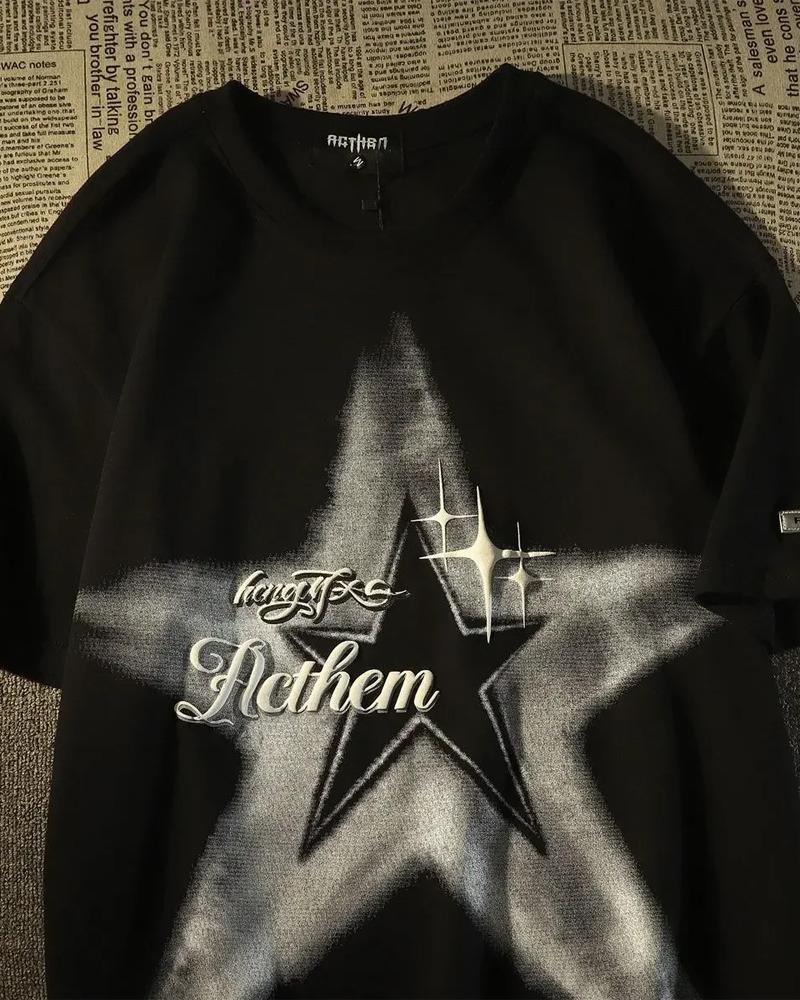 Y2K Grunge Star T-Shirt - Retro 90s Fashion, Summer Outfits, and Pastel Goth Styles