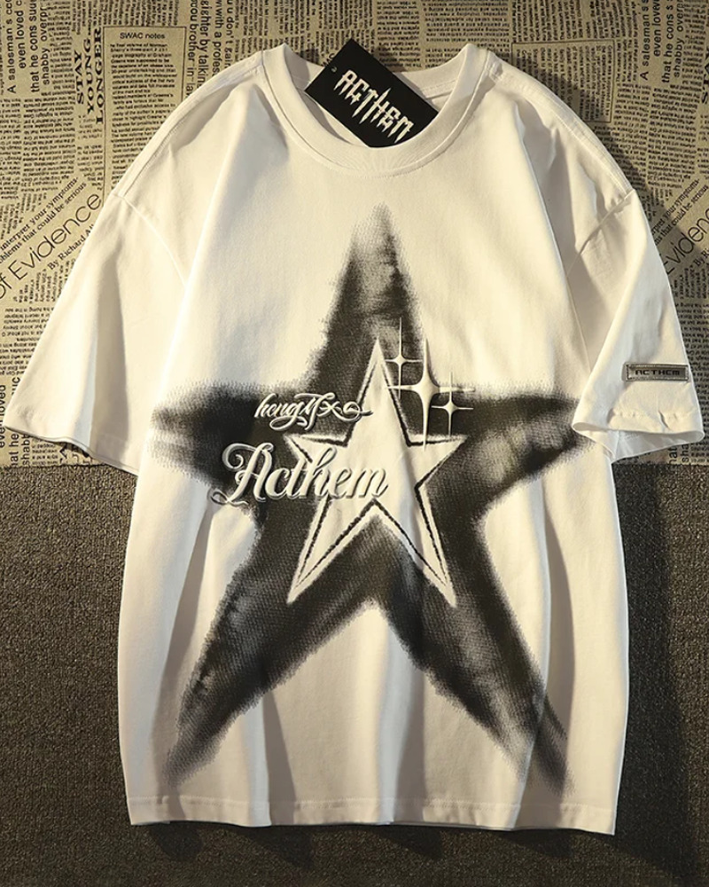 Y2K Grunge Star T-Shirt - Retro 90s Fashion, Summer Outfits, and Pastel Goth Styles