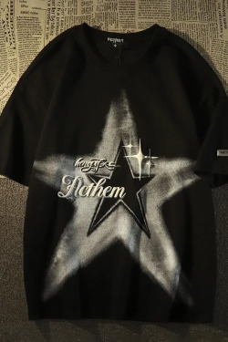 Y2K Grunge Star T-Shirt - Retro 90s Fashion, Summer Outfits, and Pastel Goth Styles