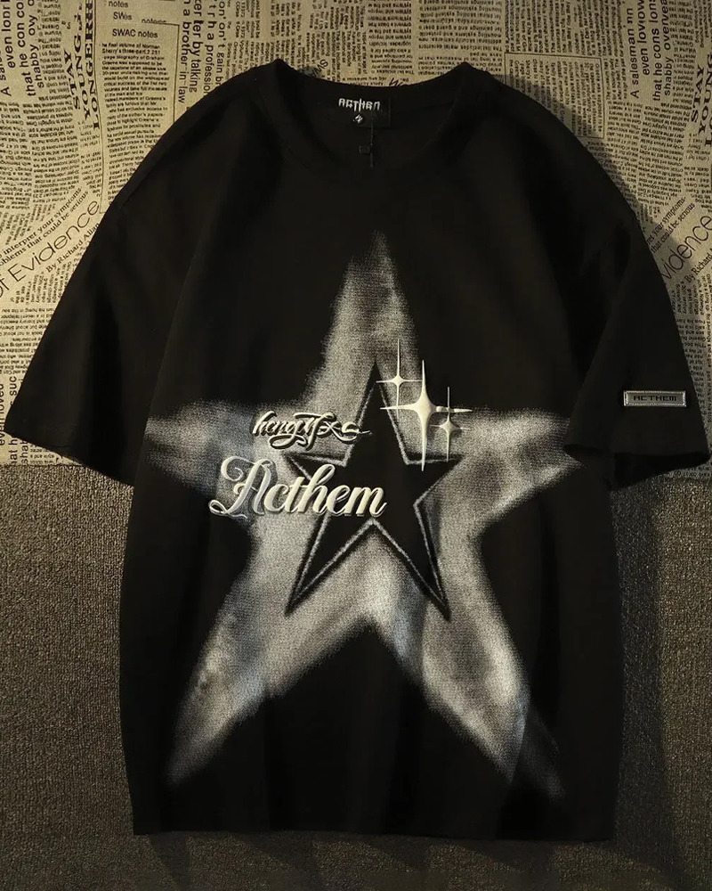 Y2K Grunge Star T-Shirt - Retro 90s Fashion, Summer Outfits, and Pastel Goth Styles