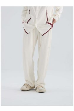 Y2K Grunge Straight-Leg Lounge Pants - Retro 90s Fashion, Summer Y2K Outfits, Pastel Goth
