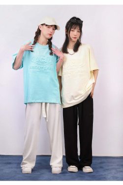 Y2K Grunge Straight-Leg Lounge Pants - Retro 90s Fashion, Summer Y2K Outfits, Pastel Goth