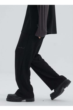 Y2K Grunge Straight-Leg Lounge Pants - Retro 90s Fashion, Summer Y2K Outfits, Pastel Goth