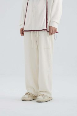 Y2K Grunge Straight-Leg Lounge Pants - Retro 90s Fashion, Summer Y2K Outfits, Pastel Goth