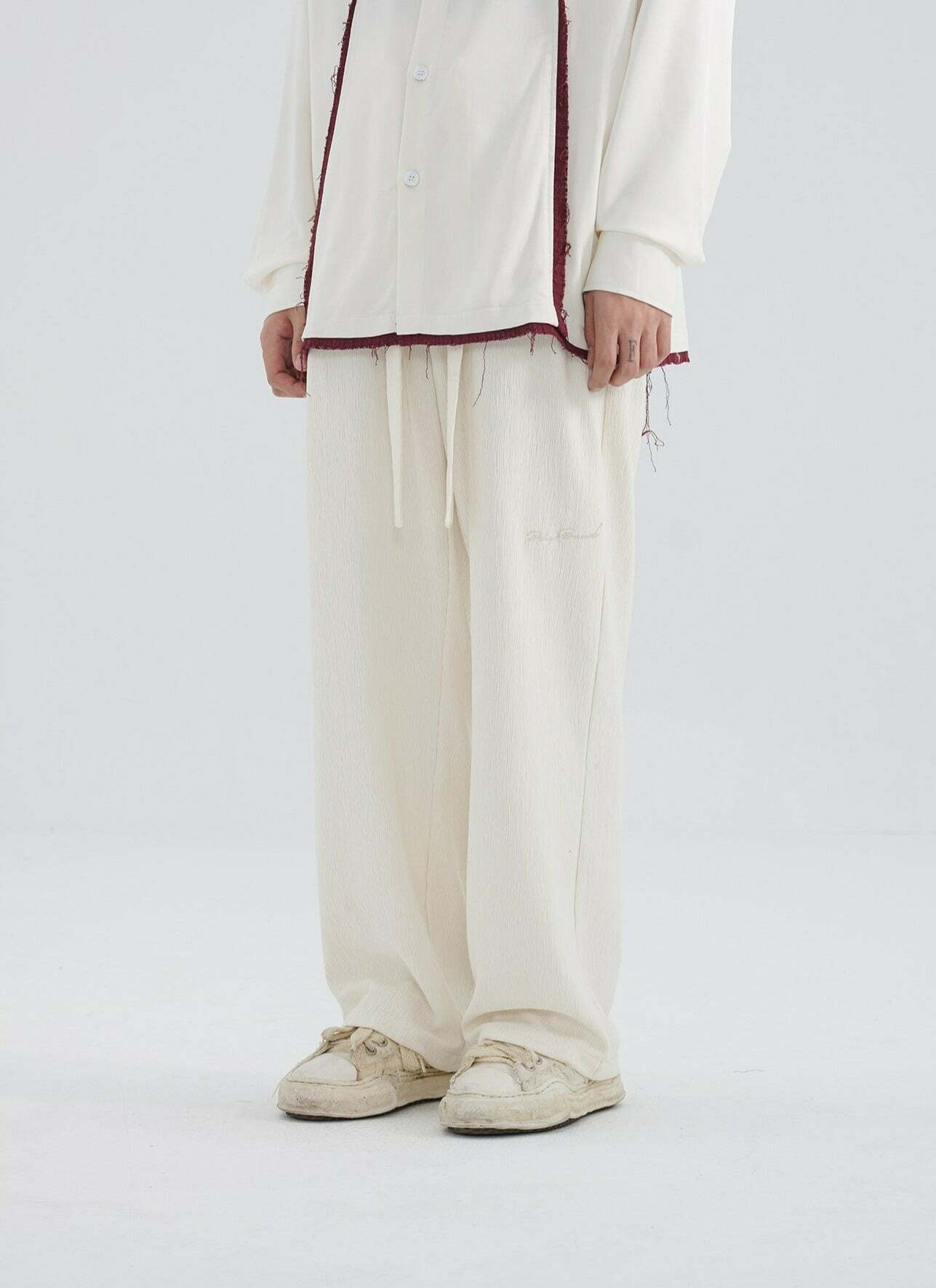 Y2K Grunge Straight-Leg Lounge Pants - Retro 90s Fashion, Summer Y2K Outfits, Pastel Goth
