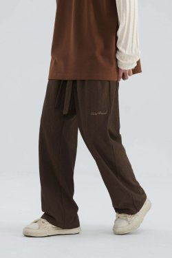 Y2K Grunge Straight-Leg Lounge Pants - Retro 90s Fashion, Summer Y2K Outfits, Pastel Goth