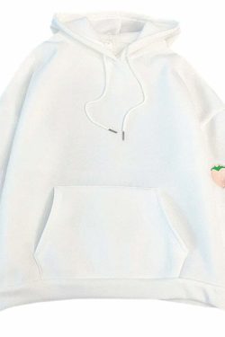 Y2K Grunge Strawberry Embroidery Hoodie Sweatshirt - Retro 90s Summer Fashion Outfit