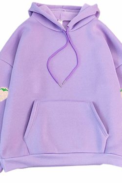 Y2K Grunge Strawberry Embroidery Hoodie Sweatshirt - Retro 90s Summer Fashion Outfit