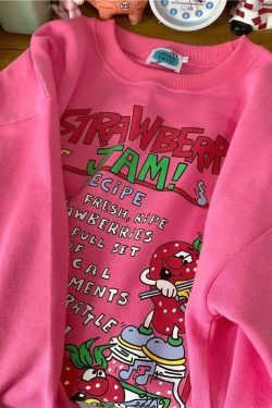 Y2K Grunge Strawberry Jam Sweatshirt - Retro 90s Fashion, Summer Outfits, Pastel Goth Style