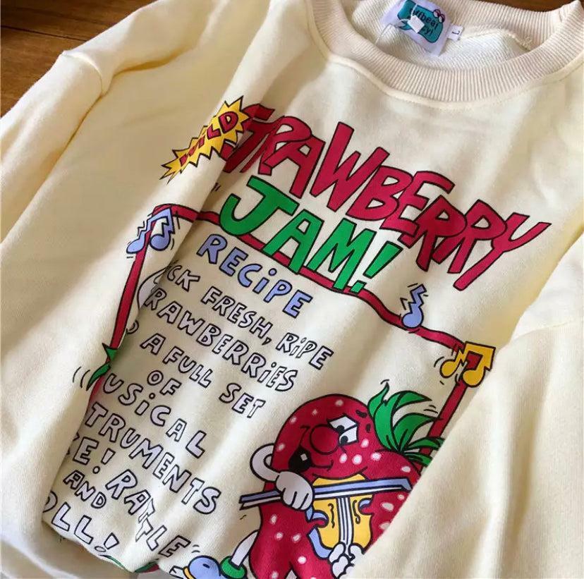 Y2K Grunge Strawberry Jam Sweatshirt - Retro 90s Fashion, Summer Outfits, Pastel Goth Style