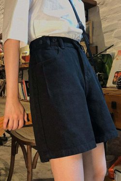 Y2K Grunge Street Style Loose Fit Knee Length Denim Shorts - 90s Retro Summer Fashion