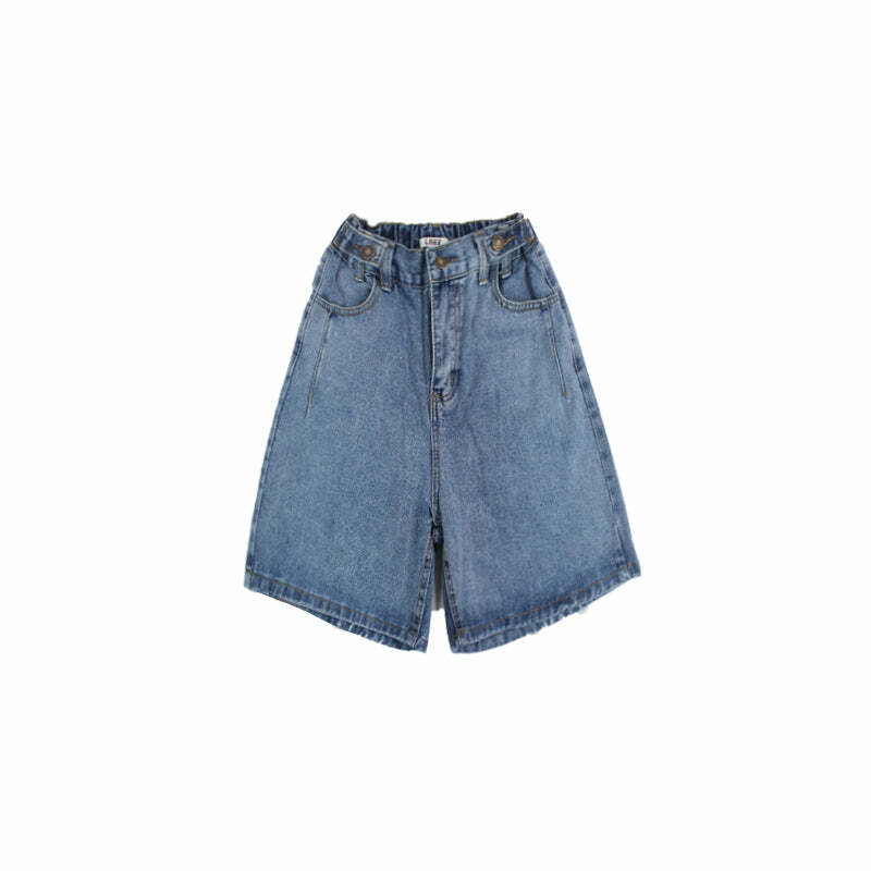 Y2K Grunge Street Style Loose Fit Knee Length Denim Shorts - 90s Retro Summer Fashion