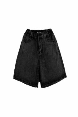 Y2K Grunge Street Style Loose Fit Knee Length Denim Shorts - 90s Retro Summer Fashion