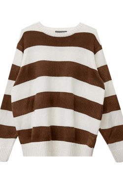 Y2K Grunge Striped Long-Sleeved Sweater - Retro 90s Fashion, Summer & Party Outfits