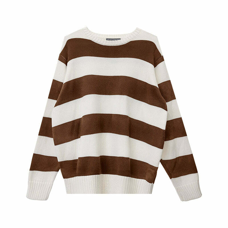 Y2K Grunge Striped Long-Sleeved Sweater - Retro 90s Fashion, Summer & Party Outfits