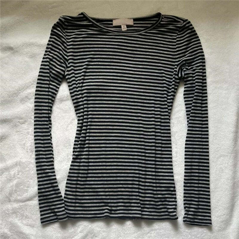 Y2K Grunge Striped Long Sleeve Top - 90s Fashion, Retro Style, Y2K Summer Outfits