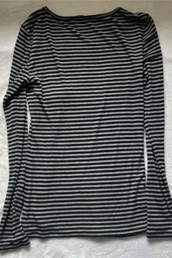 Y2K Grunge Striped Long Sleeve Top - 90s Fashion, Retro Style, Y2K Summer Outfits