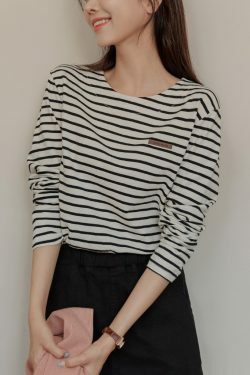 Y2K Grunge Striped Mini Tee - Retro 90s Fashion, Summer Y2K Outfits, Baby Tees Y2K Style
