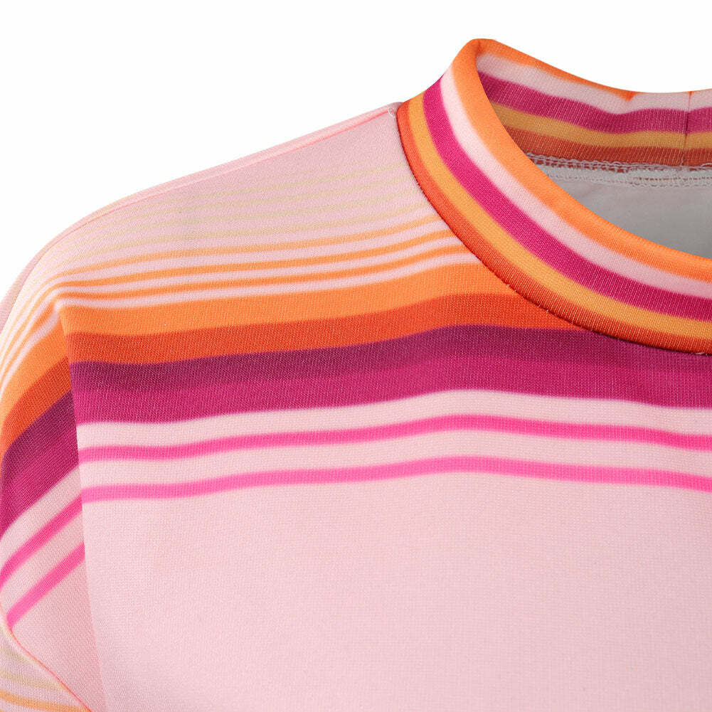 Y2K Grunge Striped Sweatshirt - Retro 90s Fashion, Pastel Goth, Y2K Club & Party Outfits
