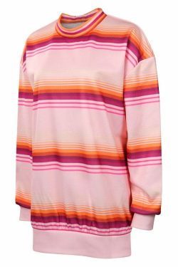 Y2K Grunge Striped Sweatshirt - Retro 90s Fashion, Pastel Goth, Y2K Club & Party Outfits
