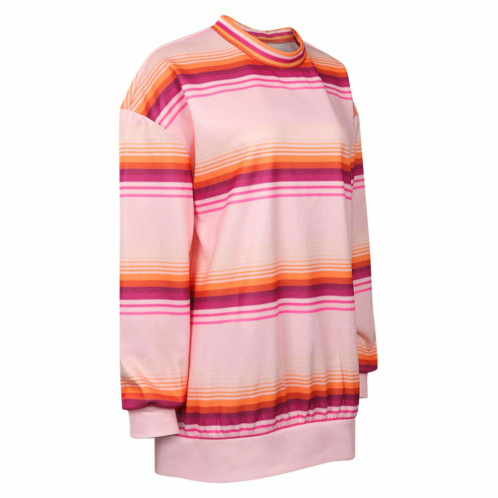 Y2K Grunge Striped Sweatshirt - Retro 90s Fashion, Pastel Goth, Y2K Club & Party Outfits