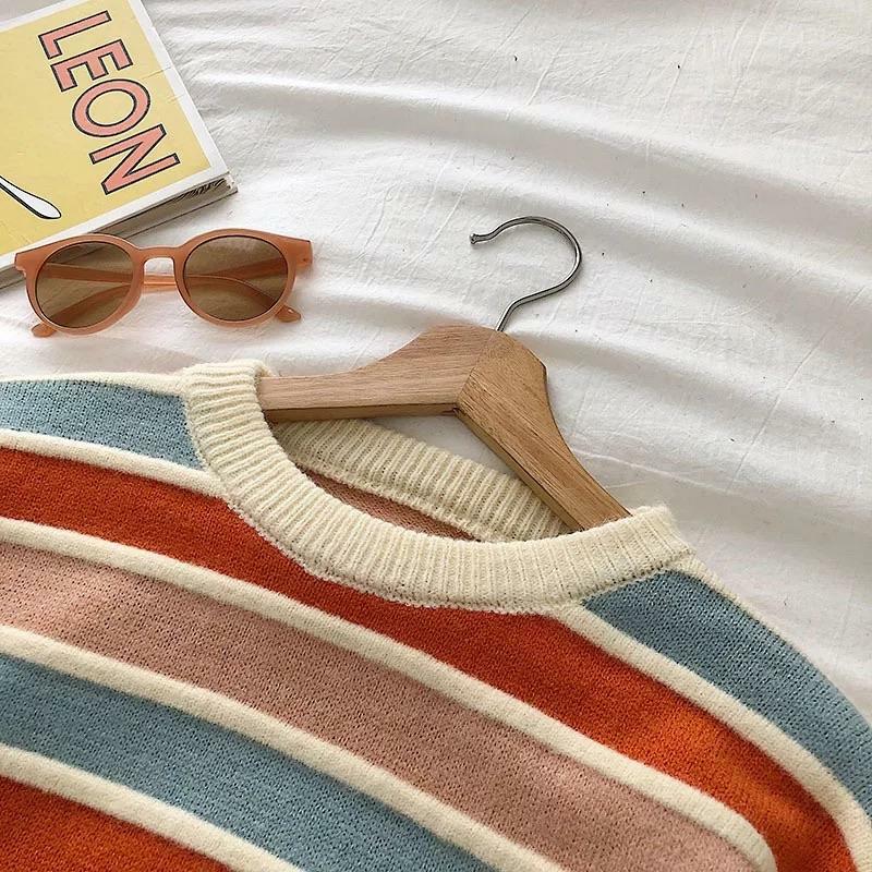 Y2K Grunge Striped Sweatshirt - Retro 90s Fashion, Summer Y2K Outfits, Pastel Goth Style