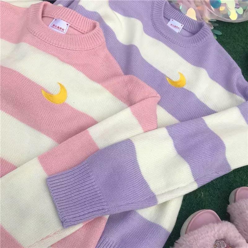 Y2K Grunge Striped Sweatshirt - Retro 90s Fashion, Summer Y2K Outfits, Pastel Goth Style