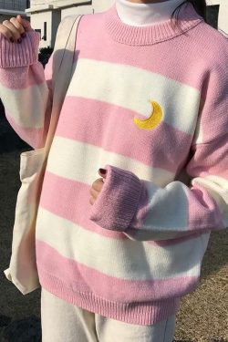 Y2K Grunge Striped Sweatshirt - Retro 90s Fashion, Summer Y2K Outfits, Pastel Goth Style