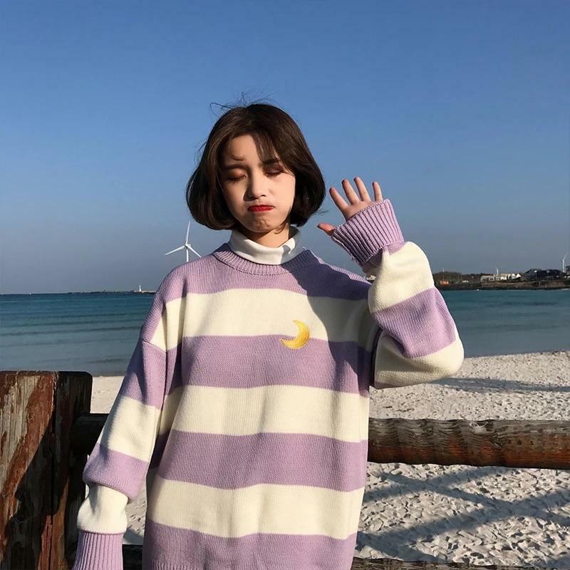 Y2K Grunge Striped Sweatshirt - Retro 90s Fashion, Summer Y2K Outfits, Pastel Goth Style