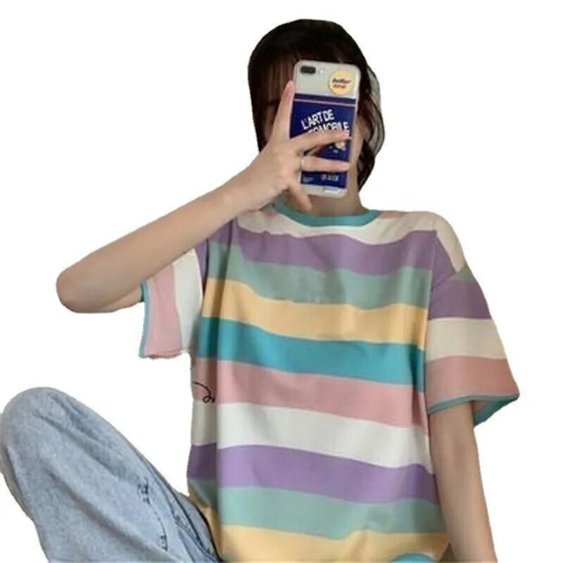 Y2K Grunge Striped T-Shirt - Retro 90s Summer Outfit, Korean Streetwear, Y2K Fashion