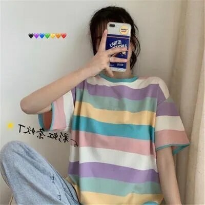 Y2K Grunge Striped T-Shirt - Retro 90s Summer Outfit, Korean Streetwear, Y2K Fashion