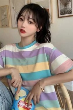 Y2K Grunge Striped T-Shirt - Retro 90s Summer Outfit, Korean Streetwear, Y2K Fashion
