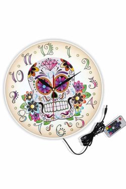 Y2K Grunge Sugar Skull Art Wall Clock - Retro 90s Fashion, Pastel Goth, Y2K Decor