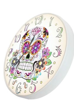 Y2K Grunge Sugar Skull Art Wall Clock - Retro 90s Fashion, Pastel Goth, Y2K Decor