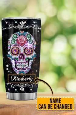 Y2K Grunge Sugar Skull Stainless Steel Custom Tumbler - Retro 90s Fashion & Summer Vibes